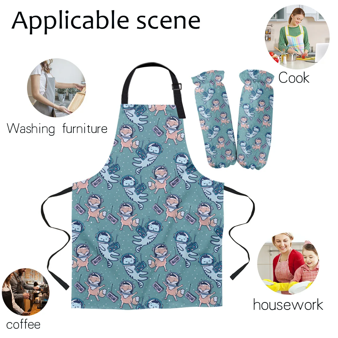 Фартук комплект рок музыка нарисованная кухня нагрудник печь митенки для