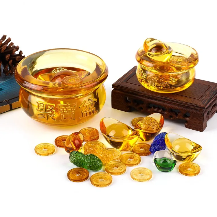 Стеклянные украшения Lucky Treasure желтые хрустальные слитки Кристальные для всей