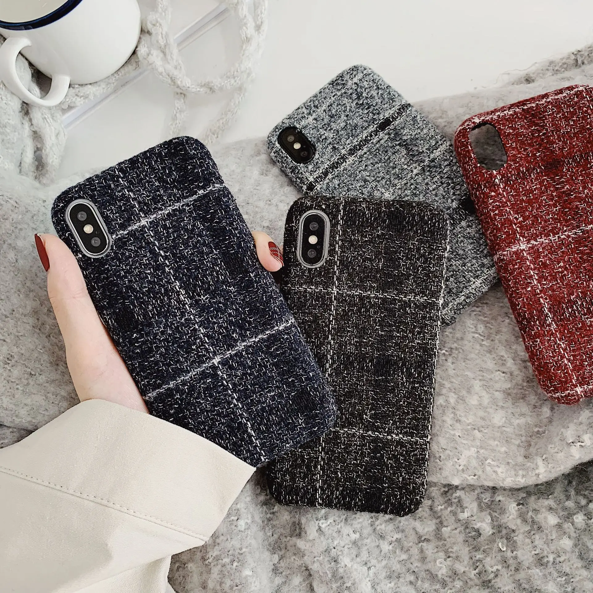 Чехол для телефона в стиле ретро с узором клетку iPhone 11 Pro X XS Max XR 6 6S 7 8 Puls теплые