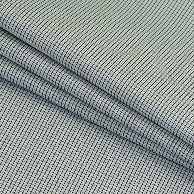 

Yarn Dyed Small White And Blue Plaid Premium Cotton Material for Sewing Men's Business Shirts