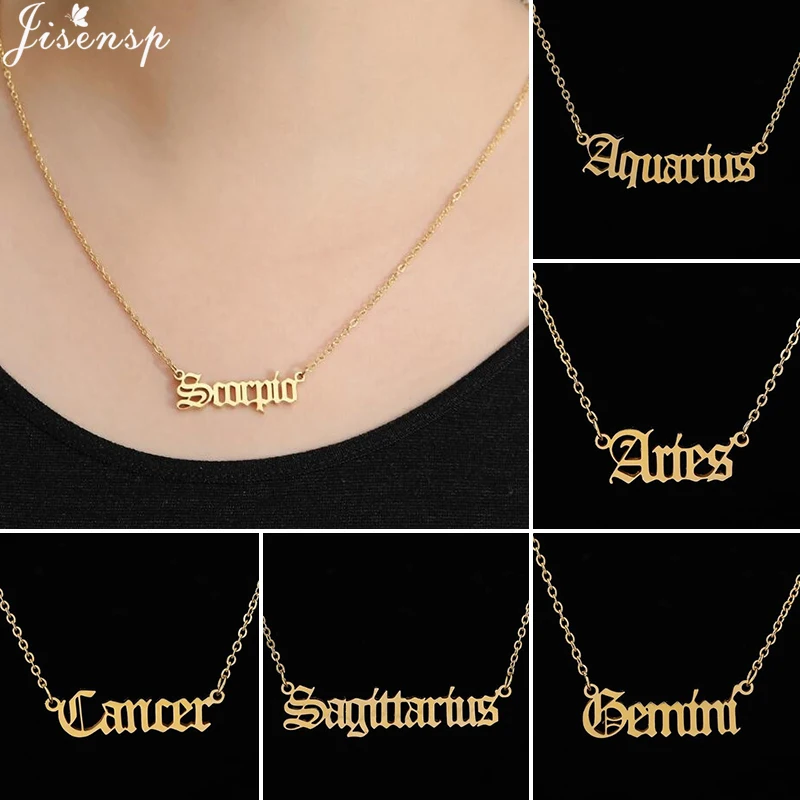 Ожерелье jisensp 12 знаков зодиака с созвездиями женское ожерелье Лео Овен Телец