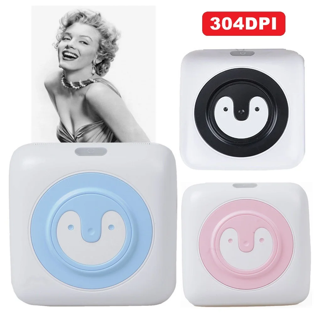 

304DPI Pocket Printer Portable Wireless Bluetooth Thermal Paper Photo Printer Sticker Label Mobile Picture Printing Android IOS