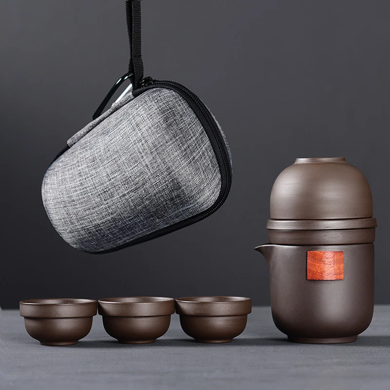 Чайный набор с фиолетовым песком китайский чайный кунг-фу керамический