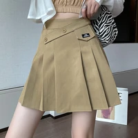 womens 2022 spring new fashion pleated mini skirts patchwork folds casual jupe femme high waist a line slim faldas cortas mujer