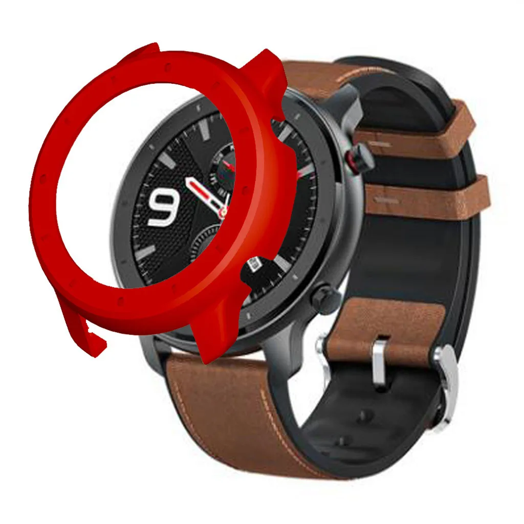 Защитный чехол с циферблатом для Huami AMAZFIT, сменный корпус для часов, Корпус Корпуса, защитная рамка для Huami AMAZFIT GTR 47 мм, прочный - Цвет: Красный