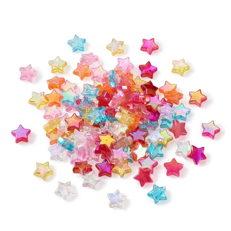 

700pcs/set Star Transparent Acrylic Beads Mixed Color AB Color for Jewelry Making DIY Bracelet Necklace Craft 10x4mm 7 Colors