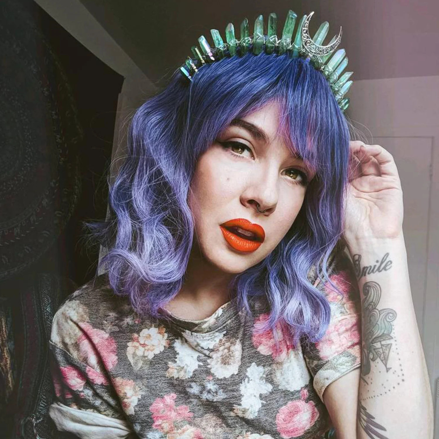 Винтажная диадема ведьма Бохо Moonchild сказочная кварцевая головная повязка
