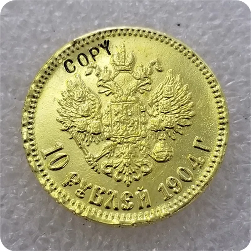 1898-1911 Россия 10 ROUBLE CZAR NICHOLAS II Золотая копия монет - Цвет: 1904