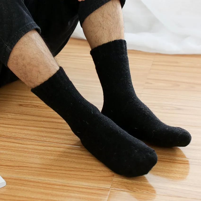 3 pairs/lot winter wool socks men tube socks cashmere thick lines terry towel thick warm socks calcetines hombre size 42-46