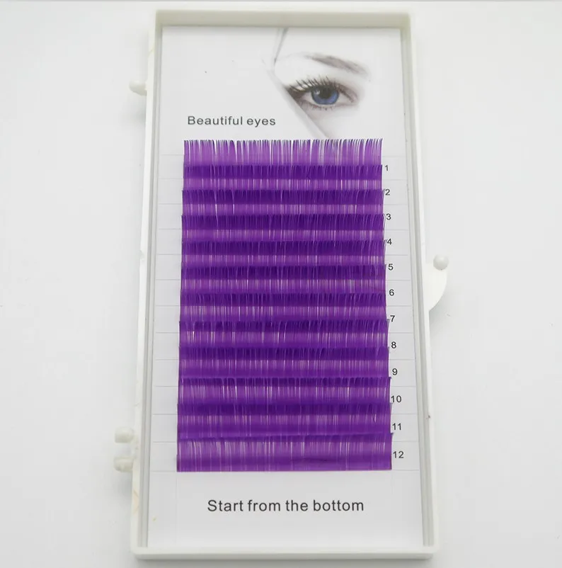 purple C/D curl 0,07/0,1 мм 8/15 мм Ложные ресницы синий цвет ресницы индивидуальные цветные ресницы искусственной объем ресниц для наращивания - Цвет: purple