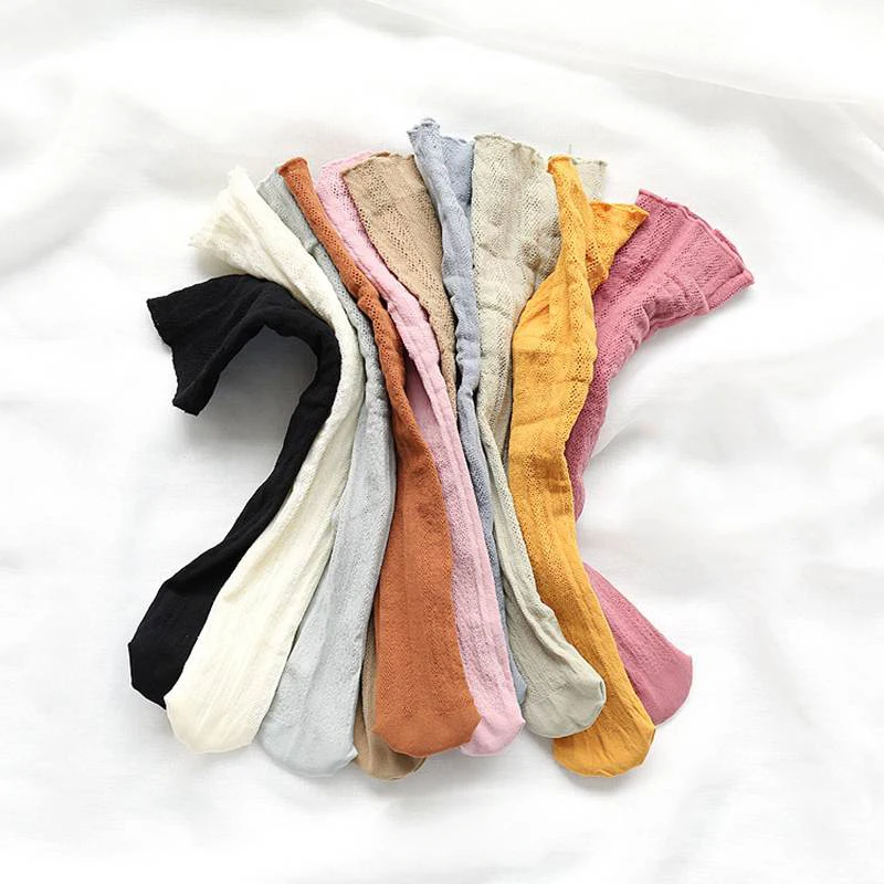 Ажурные крючком женские носки летние белые однотонные средней длины винтажные