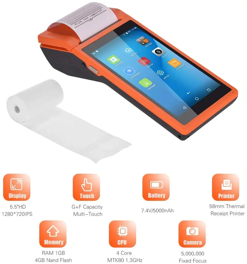 POS терминал NETUM PDA Android чековый принтер ручной Bluetooth Wi Fi 3G NFC сборщик данных