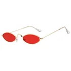 Солнцезащитные очки овальные женские, небольшие винтажные Брендовые очки в металлической оправе, с защитой от ультрафиолета, модные дизайнерские