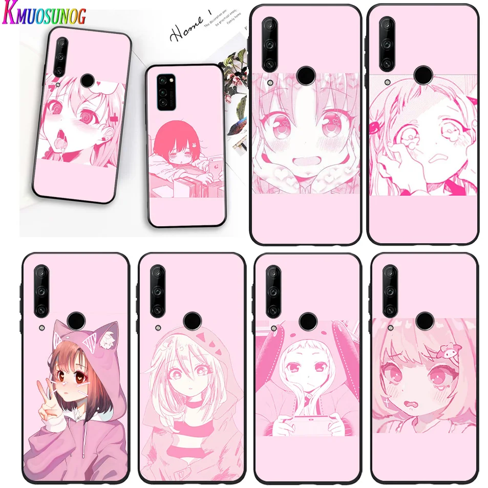 Розовый милый аниме Loli для Huawei Honor 7C 7A 7S 8 8A 8X 8C 8S 9 9S 9X 9N 9A 9C 9i Pro Lite силиконовый черный