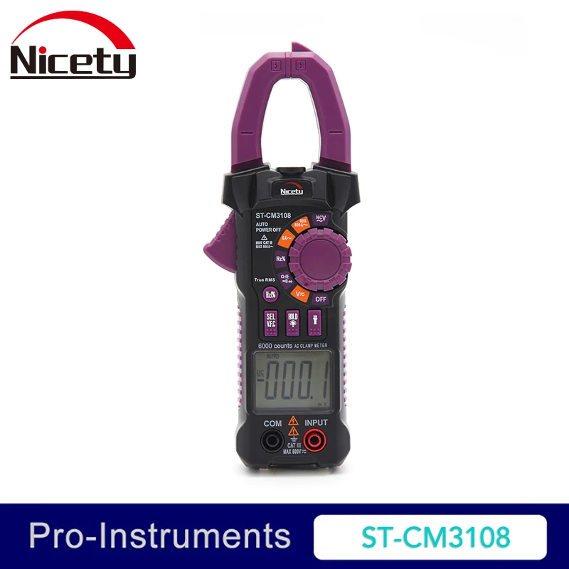 Хороший ST-CM3108 6000 отсчетов цифровой истинный RMS AC ClampMeter измерение сопротивления емкости мини-клещи NCV