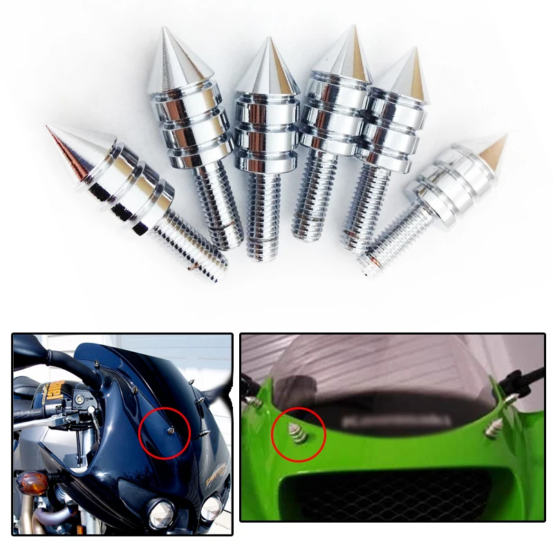 Универсальные хромированные болты с шипами для мотоциклов (лобовое стекло