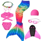 Детский купальный костюм с хвостом Русалочки для девочек, комплект для плавания с маленькой русалочкой, костюм для косплевечерние, для дня рождения
