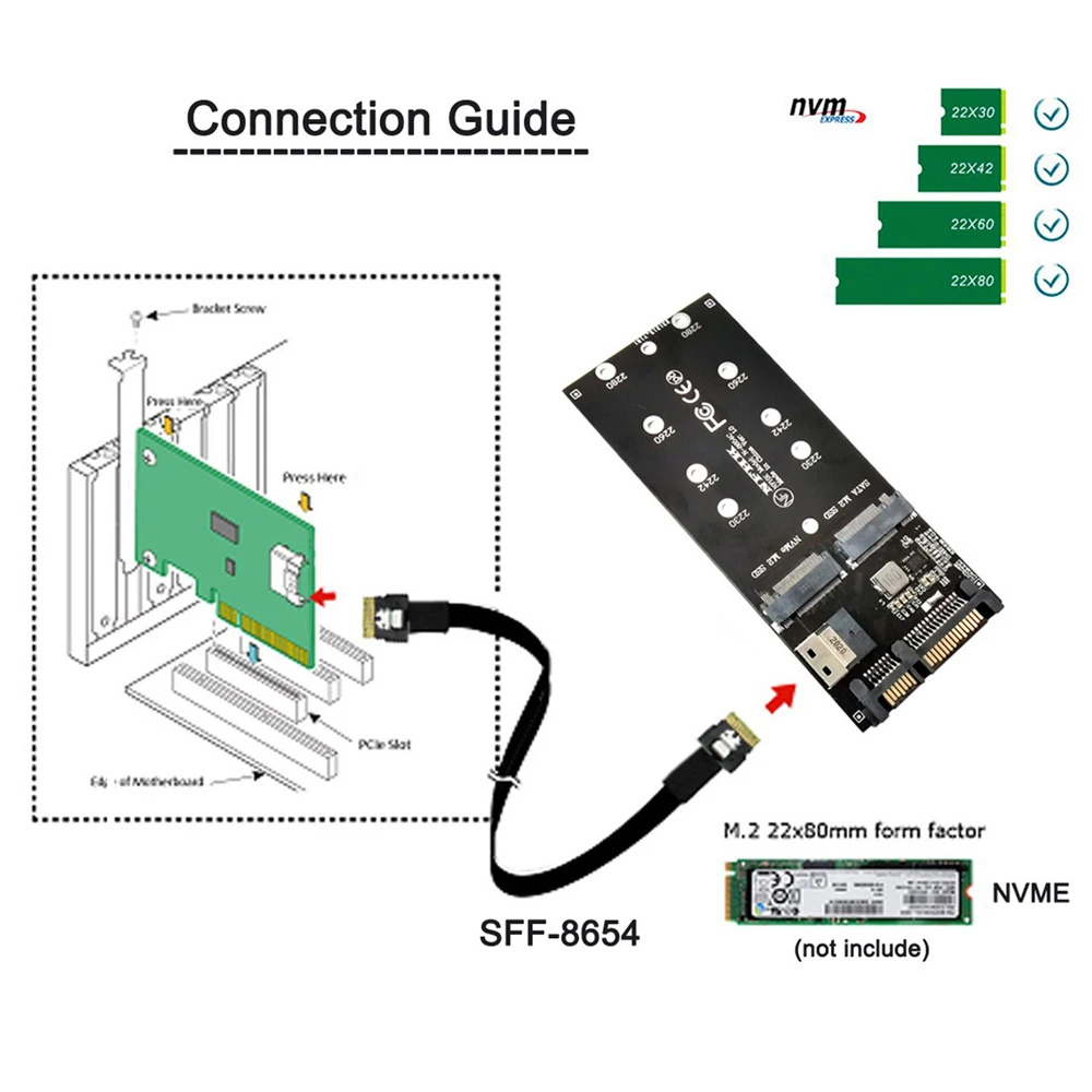 SFF-8654 to U2 Kit NGFF M-Key Slimline SAS NVME PCIe SSD SATA адаптер для материнской платы | Компьютеры и