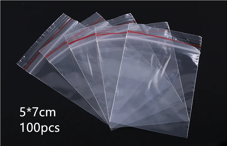 5 wire red edge 100 шт Высокое качество Пластиковые молнии замок Ziplock Сумки прозрачная упаковка для хранения продуктов маленькие ювелирные изделия Упаковка Reclosable поли молнии мешок толстый - Цвет: 5 wire red edge