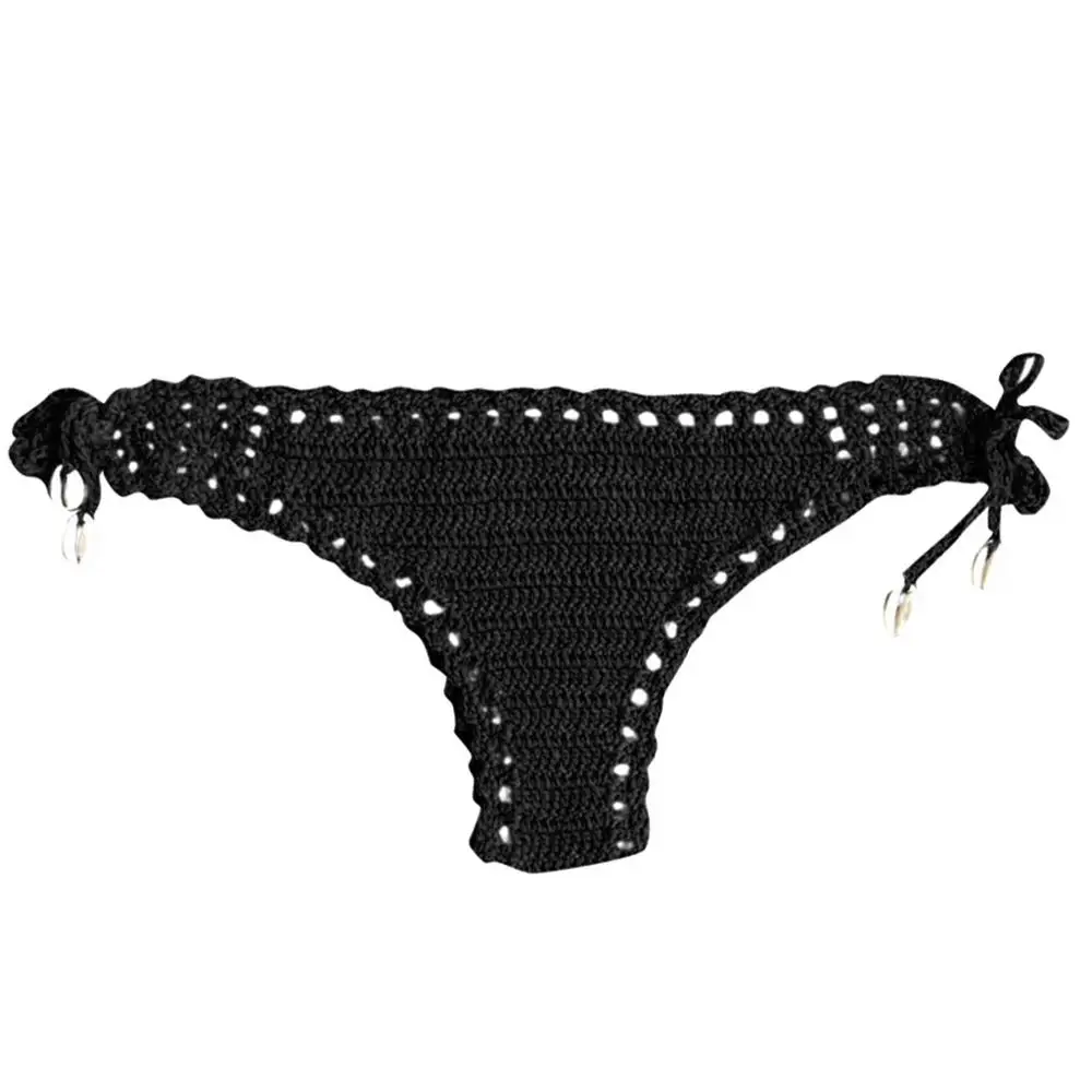 Summer Ladies Vintage Beach Crochet Panties Vacation Shell Bikini Swim Shorts Solid Low Waist Swimwear For Women 2020 Fashion | Спорт и