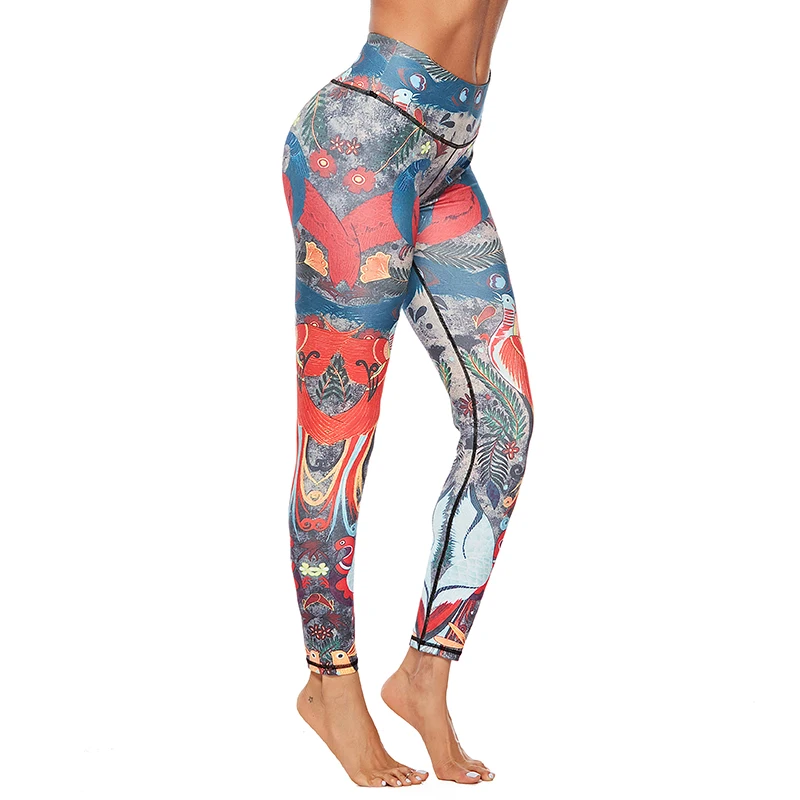 Новые модные леггинсы для тренировок женские фитнеса с пуш-ап принтом высокой