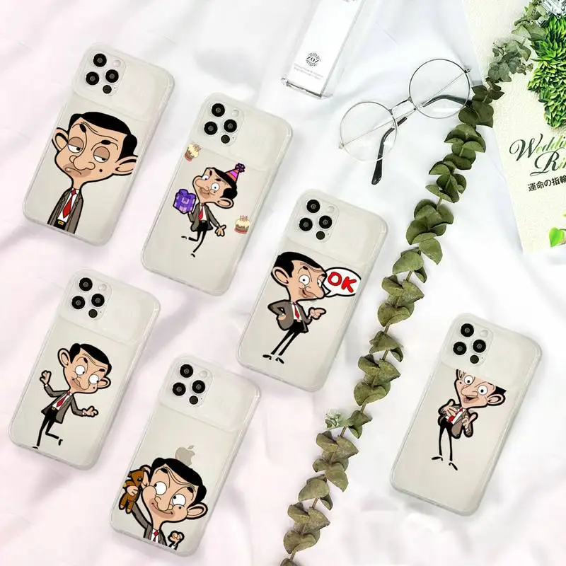 

Mr.Bean cute funny cartoon Phone Case Transparent for iPhone 7 8 11 12 se 2020 mini pro X XS XR MAX Plus