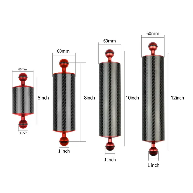 

C5AE 60mm Carbon Fiber Float Buoyancy Aquatic Arm Dual Ball Floating Arm Camera Underwater Diving Tray Photography Accessory