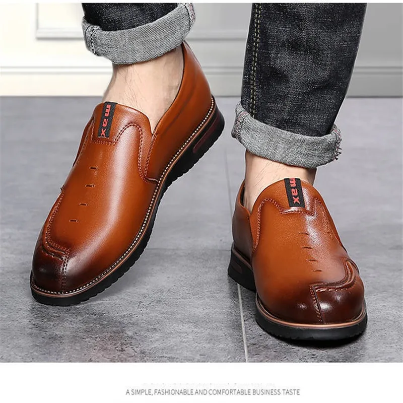 

Fashion Men's Black Brown Genuine Leather Flat Oxfords Shoes Wedding Business Dress Shoes Comfortable Working Shoes Size 38-44