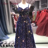 new arrival 2020 formal evening dresses long custom made spaghetti straps a line sequins floor length evening party gown