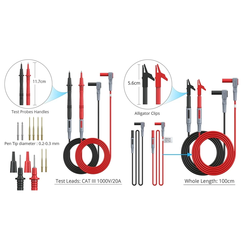 

22Pcs Multimeter Test Lead Kit for Electrical Multitester Leads Automotive Multimeter Probe Replaceable Meter Test Leads