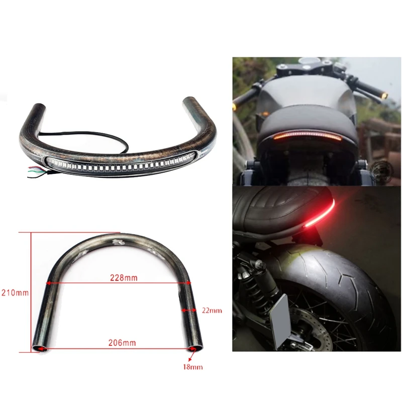 

7/8 дюймовый мотоцикл Cafe Racer заднее сиденье рама кольцо Петля светодиодный тормоз поворотный задсветильник универсальный модифицированный