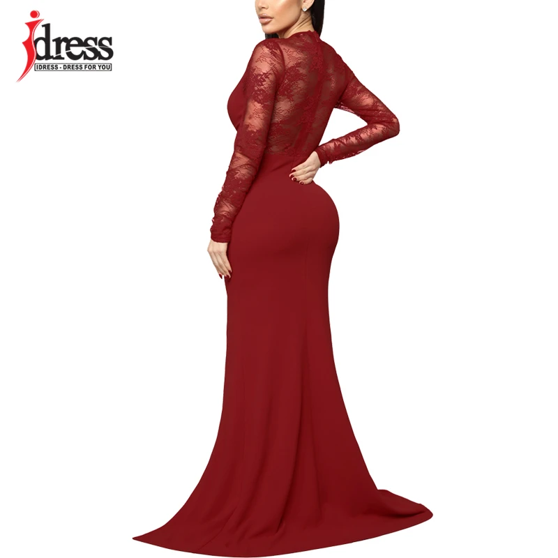 IDress Новое поступление 2021 осеннее женское длинное прозрачное кружевное Лоскутное