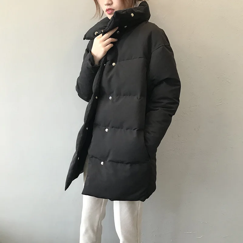 WQJGR News Winter Jacket Women 2021 Single Breasted Cotton Thick Long Sleeve Winter Coat Women Fashion Parka