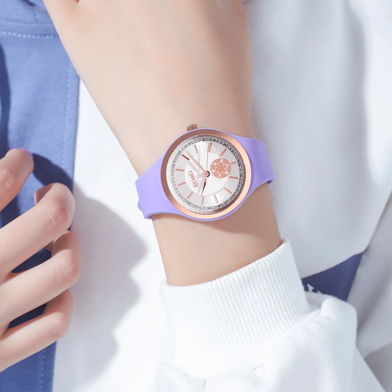 SKMEI модный силиконовый ремешок дизайн женские часы спортивные водонепроницаемые