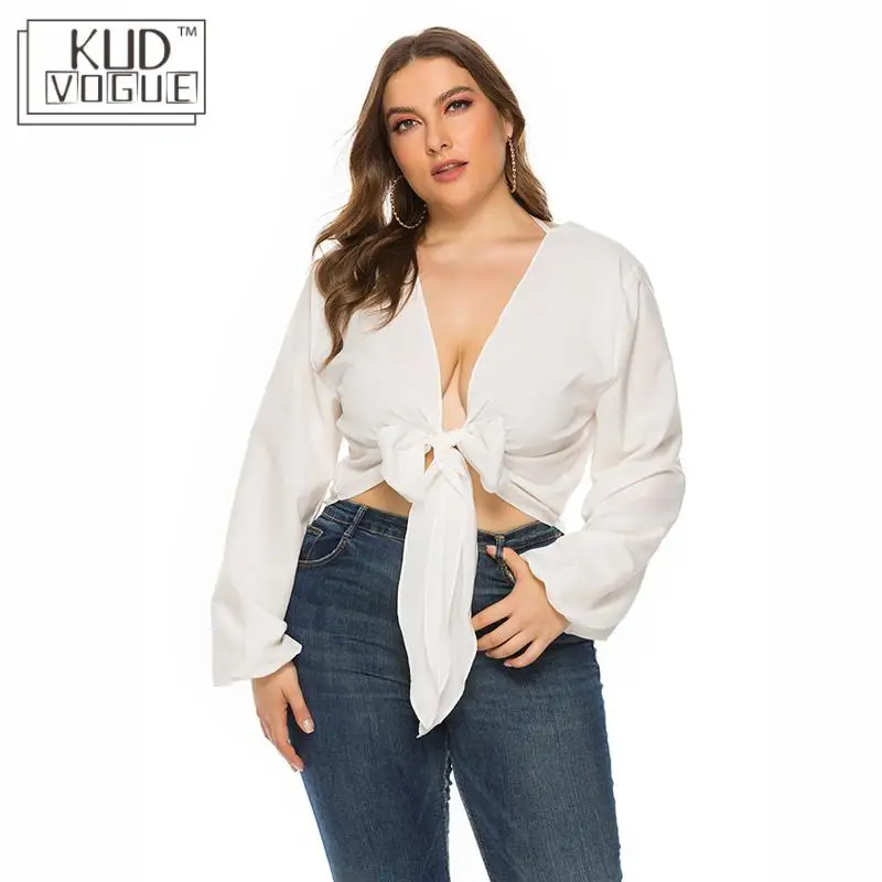 Женские топы и блузки размера плюс лето 2018 корейская мода Красная белая блузка с