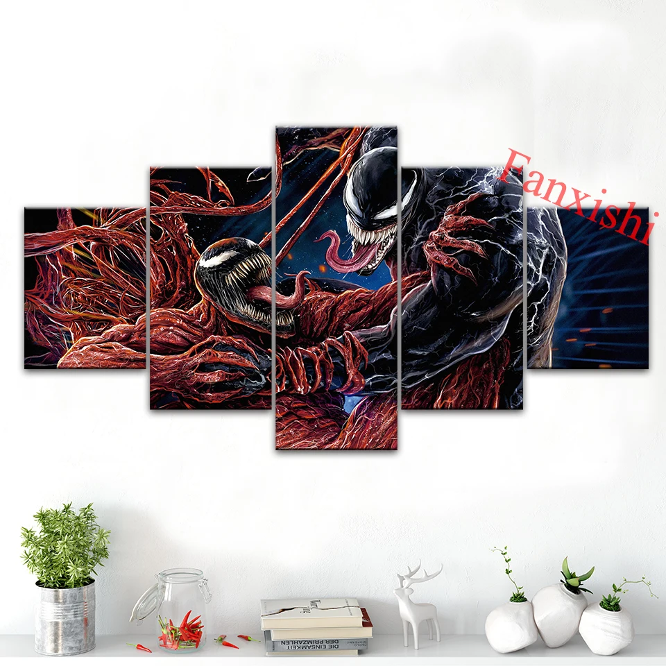 

Wall Art Canvas Painting 5 Pieces Marvel Comics Venom Posters And Prints Modern Modular Picture For Living Room Home Decor Frame