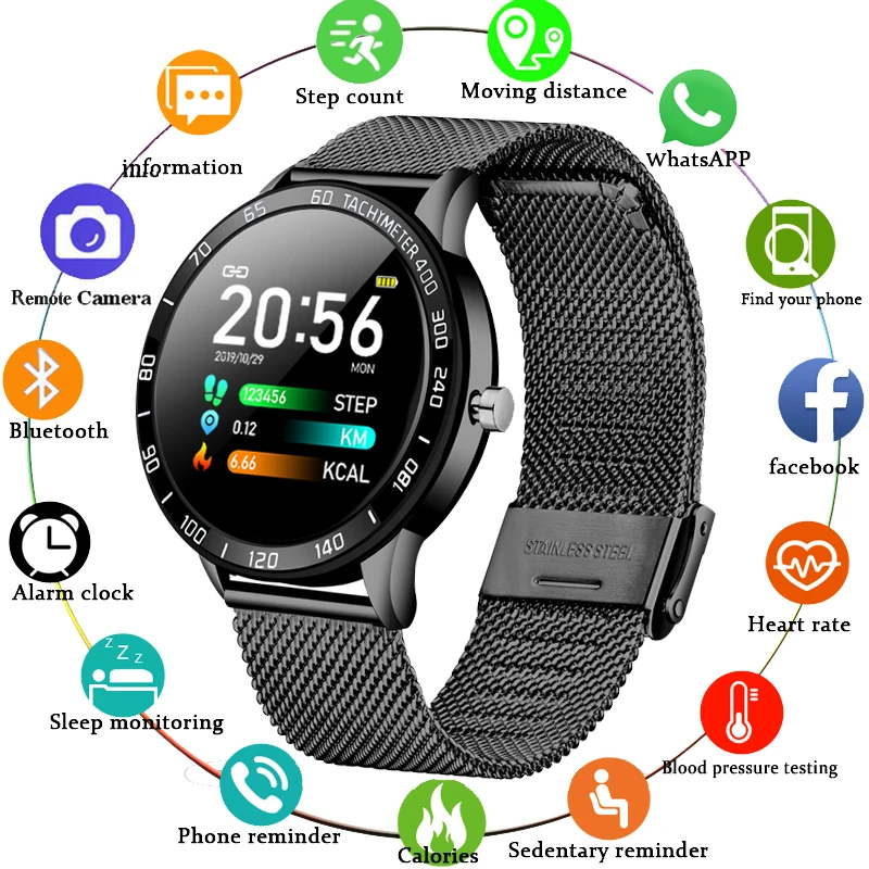 

LIGE 2020 New Smart Watch Men OLED Color Screen Heart Rate Blood Pressure Multi-Function Mode Sport smartwatch fitness Tracker