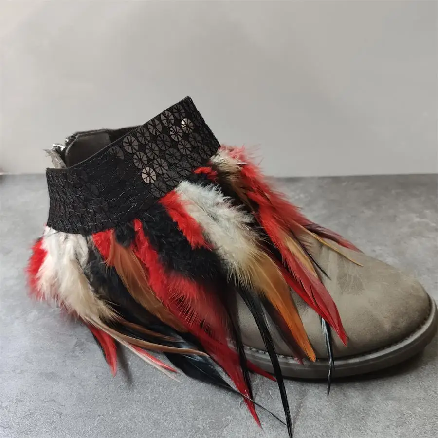 Женская обувь на высоком каблуке туфли-лодочки с перьями очаровательные