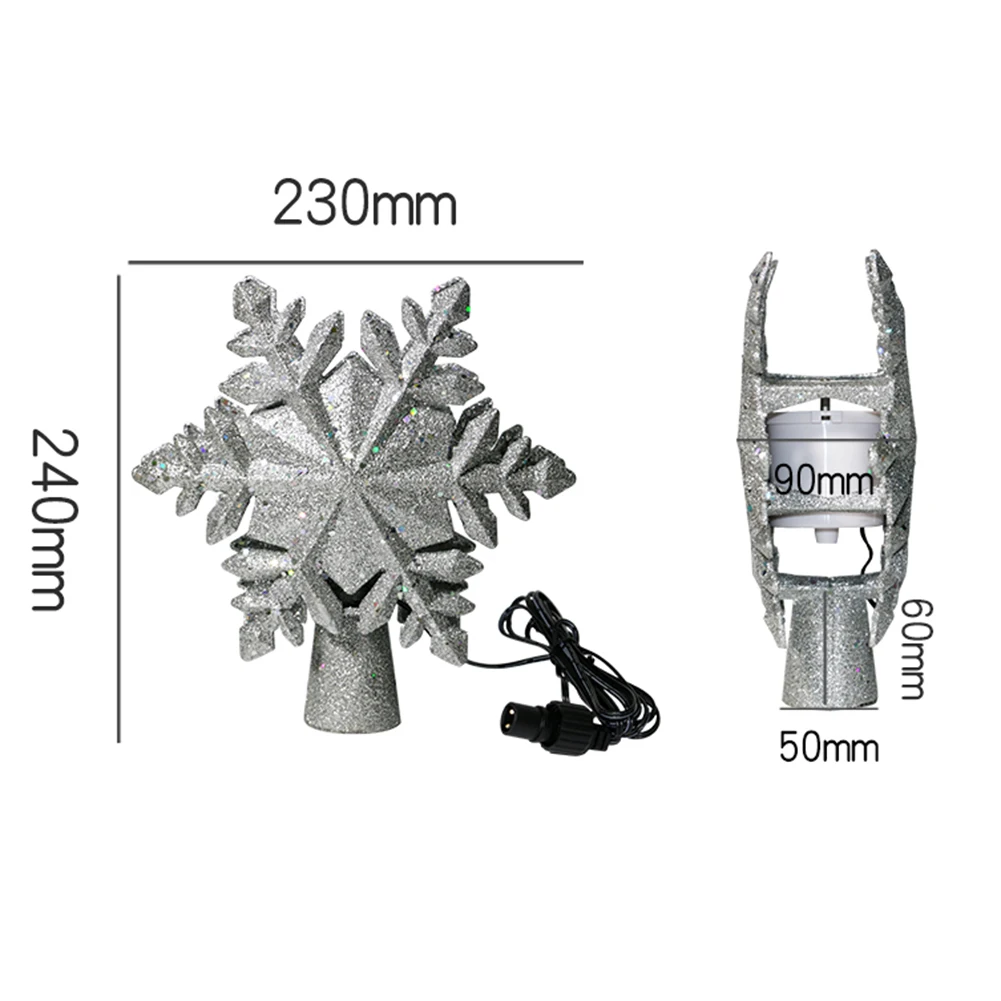 

LED Light Christmas Tree Topper With Built-in Rotating Snowflake Projection Light Xmas Tree Decor Navidad 2020 New Year 2021