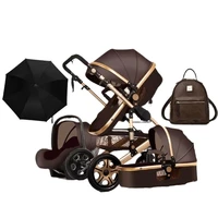 luxurious baby stroller 3 in 1 portable travel baby carriage folding prams aluminum frame high landscape car for newborn baby