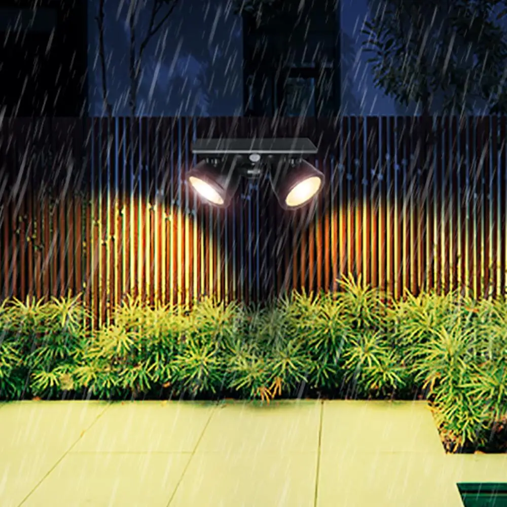 저렴한 SZYOUMY-회전식 2 램프, 태양 잔디 스포트라이트, 듀얼 컬러, 황혼에서 새벽 또는 지상 설치
