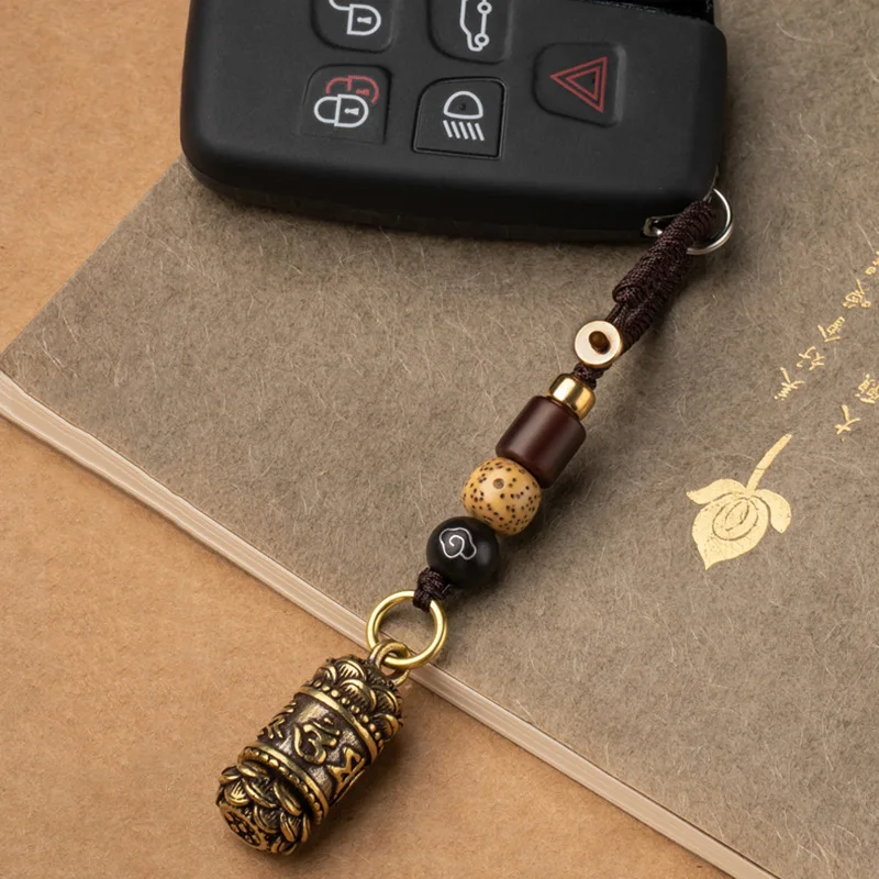 Брелок для ключей в буддистском стиле винтажный латунный с подвеской автомобиля