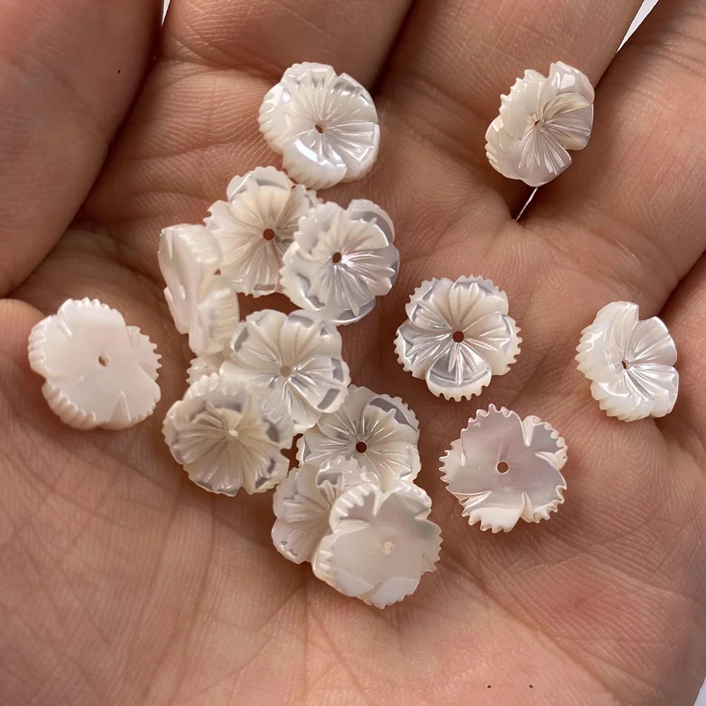 

2Pcs Shell Beads Exquisite Flower-shaped White Loose Shell For Jewelry Making Bracelet Earring Handiwork Sewing Accessory