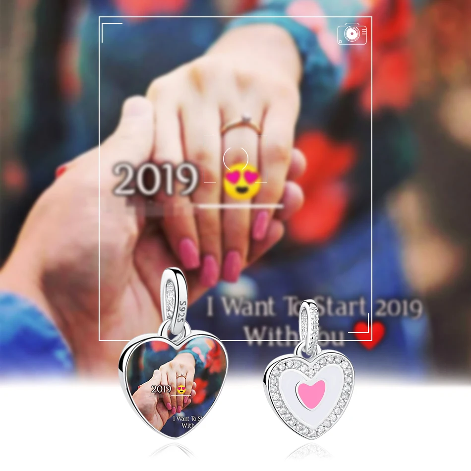 Персонализированные DIY фото сердце очарование 925 стерлингового серебра