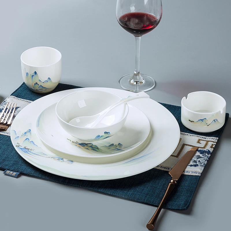 

Роскошный набор тарелок, свадебные белые винтажные керамические обеденные тарелки, плоский Органайзер из костяного фарфора, 8 дюймов, посуда ZZ50PZ