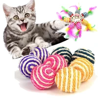 random color cat play chewing toy straw cat pet rope weave ball teaser ball cats interactive mouse toy pets products