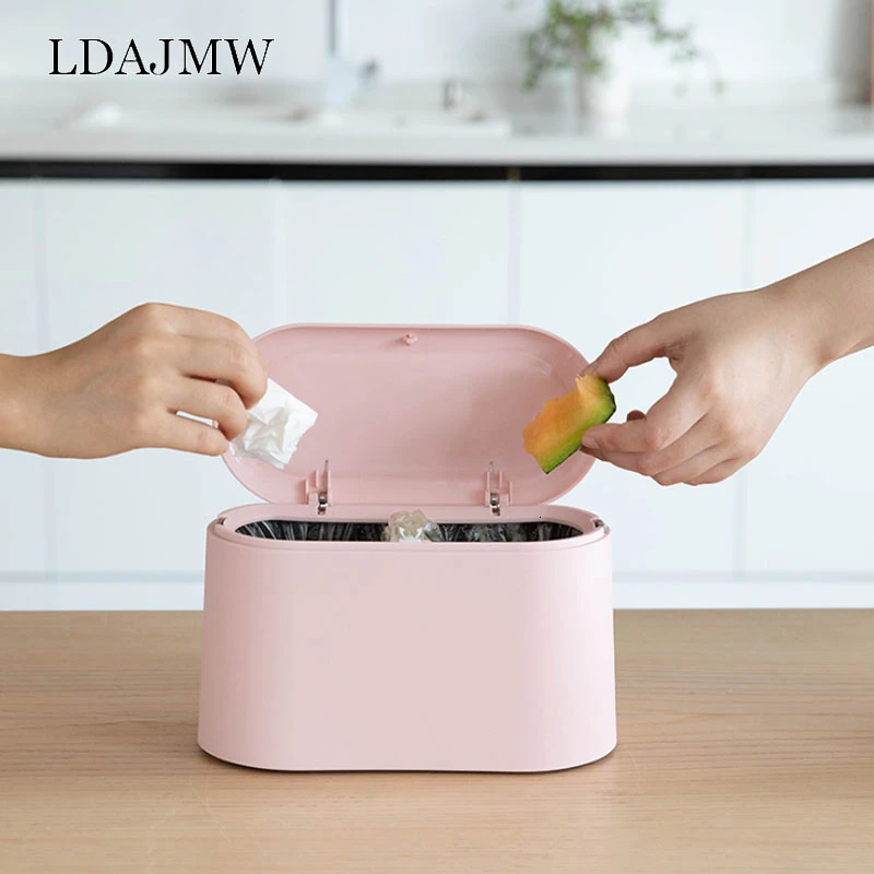 Зеленая пластиковая мусорная корзина настольный маленький контейнер для