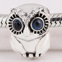100 925 sterling silver bead glittering owl beads fit pandora women bracelet necklace diy jewelry