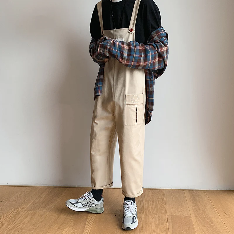 Новинка 2020 модный мужской комбинезон свободные брюки однотонные повседневные
