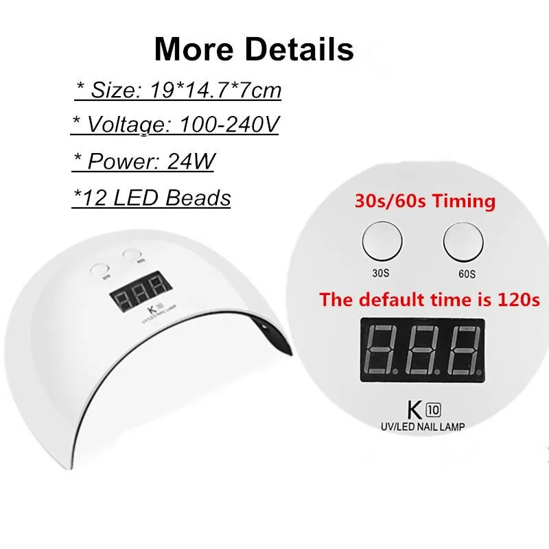 

24W UV LED Nail Lamp For Manicure Gel Nail Dryer UV Light Quick Dry Machine 30/60 Timer Curing LED Gel Art Nail Polish USB Lamp